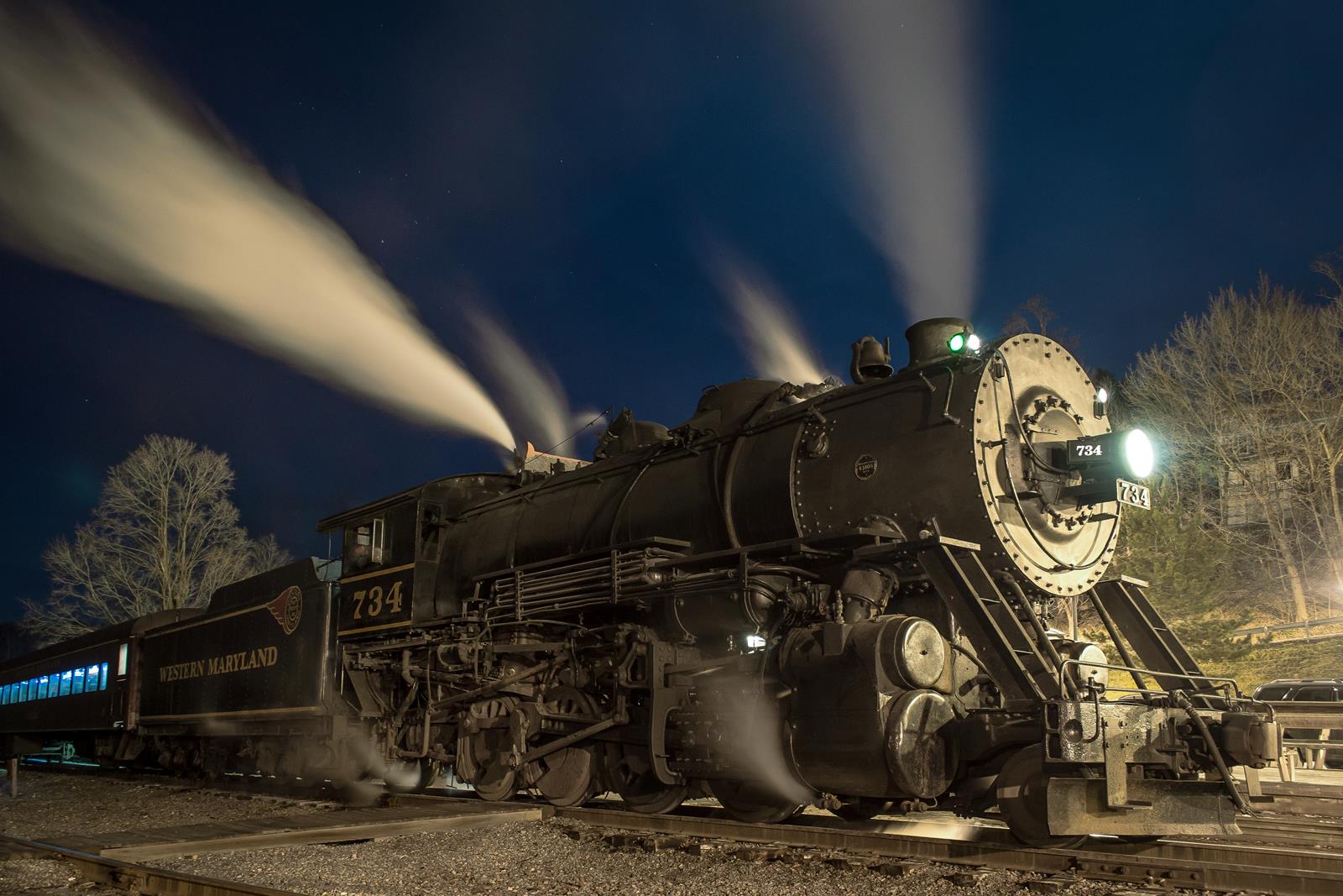 Western Maryland Scenic Railroad's 2-8-0 steam engine awaits a spin at the turn table